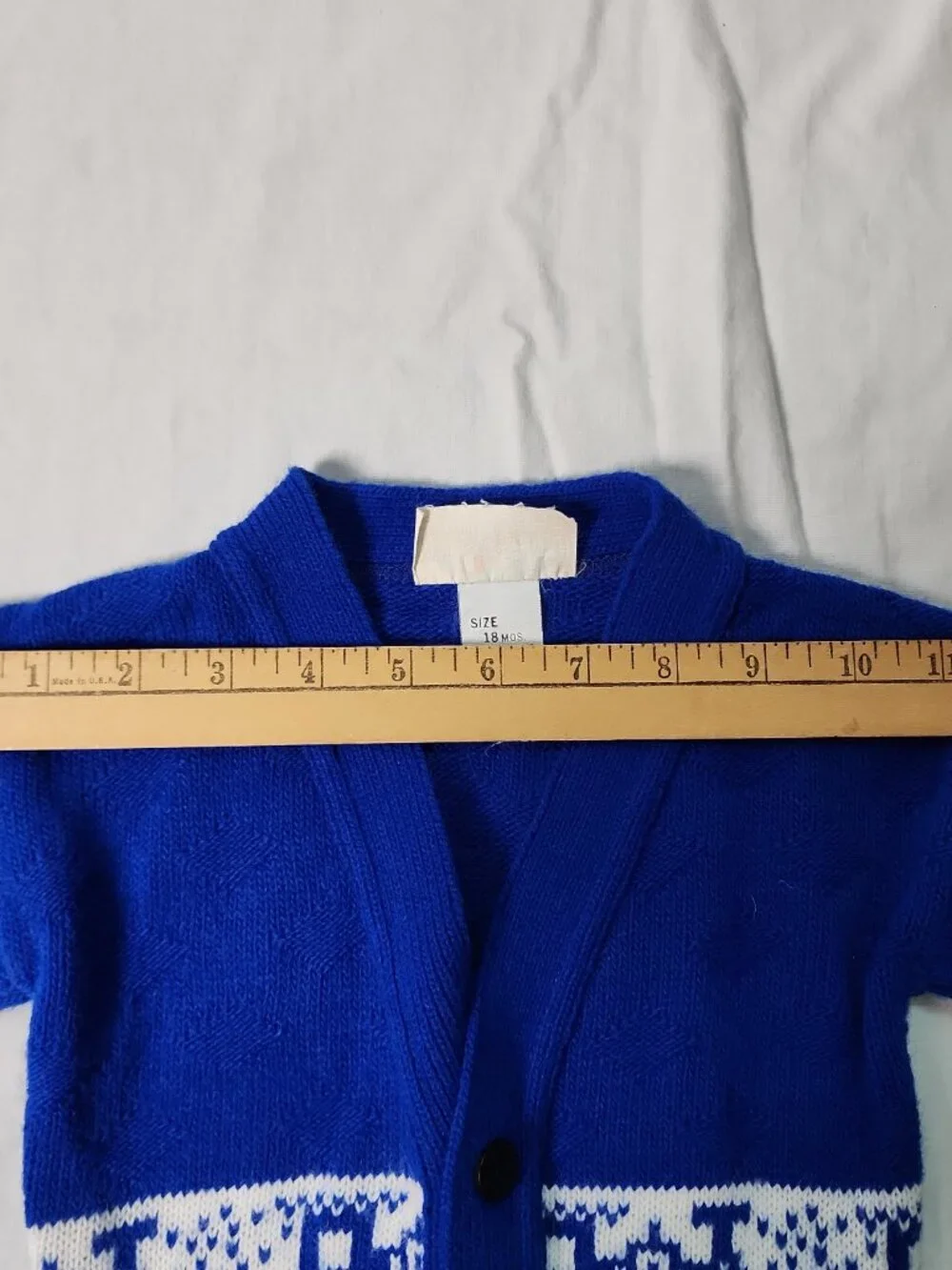 The Club House Choo Choo Train Baby Cardigan Sweater Royal Blue 18 Months Vtg